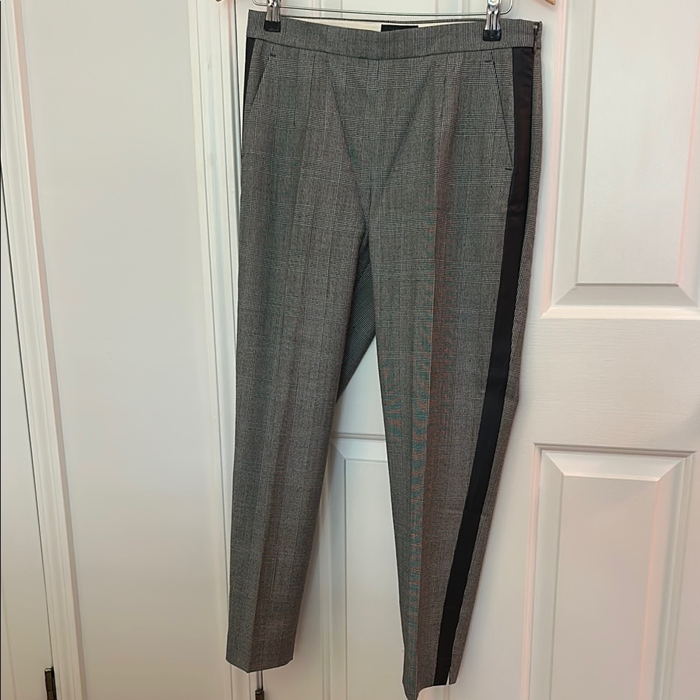 J. Crew Gray Cropped Pants with Black Stripe